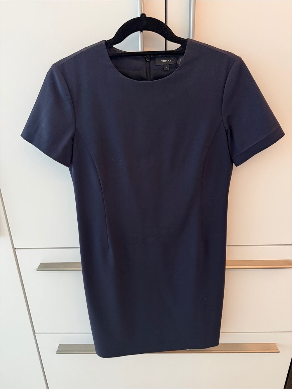 Theory Navy Short-Sleeve Sheath Dress